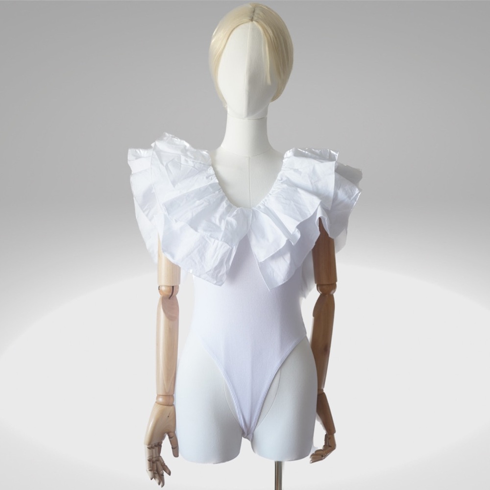 Zara Ruffled Rib white Bodysuit - Picture 11 of 11
